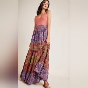 BY ANTHROPOLOGIE Colima Tiered Maxi Tank Dress, Size M